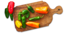 Paprika auf Holzbrett Paprika auf Holzbrett